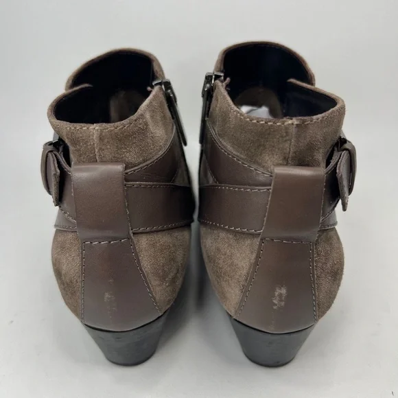 AQUATALIA Made in Italy 🇮🇹 LEATHER Farin Brushed Oil Suede Taupe Booties 8.5M